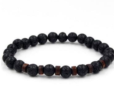 Personality Men's Black Volcanic Stone Bracelet