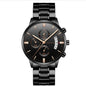 Men''s Stainless Steel Watches with Business Leisure Calendar Quartz Watches Waterproof Black Refined Steel Watches