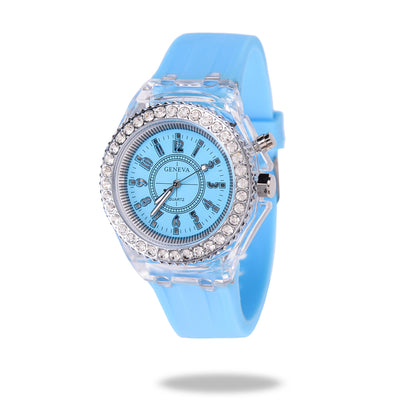 LED Luminous Watches Geneva Women Quartz Watch Women Ladies Silicone Bracelet Watches