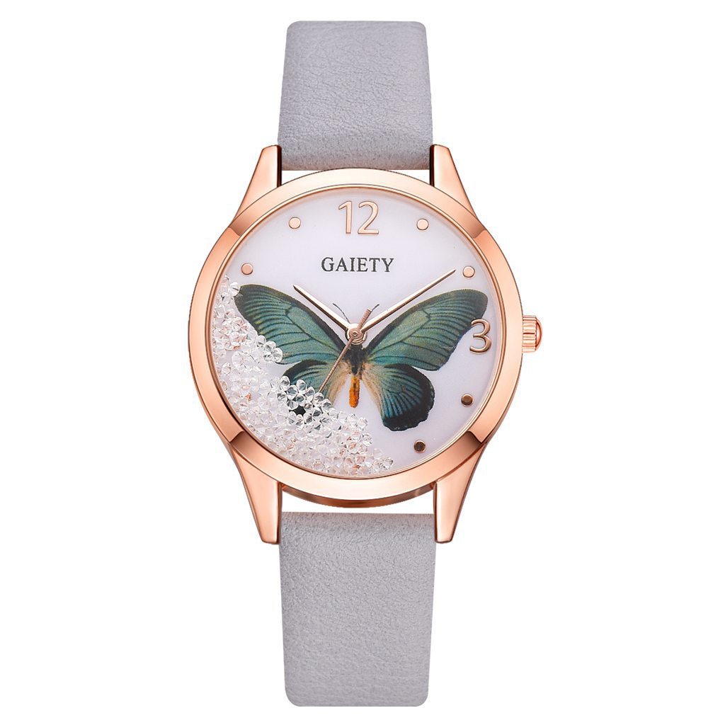 Gaiety Brand Women Watches Luxury Removable Rhinestone Butterfly Watches Ladies Leather Dress Ladies Wrist Watches Female Clock