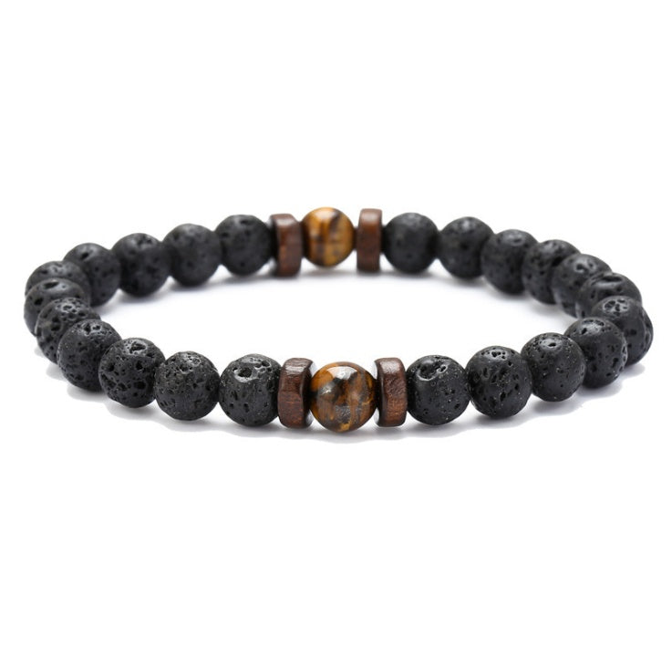 Personality Men's Black Volcanic Stone Bracelet