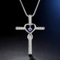 Infinity Love God We Trust Christian Cross Birthstone Crystal Pendant Necklace Colour Gems Zircon Heart Necklace Women Jewelry