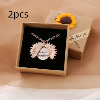 You Are My Sunshine Sunflower Necklace Women Men