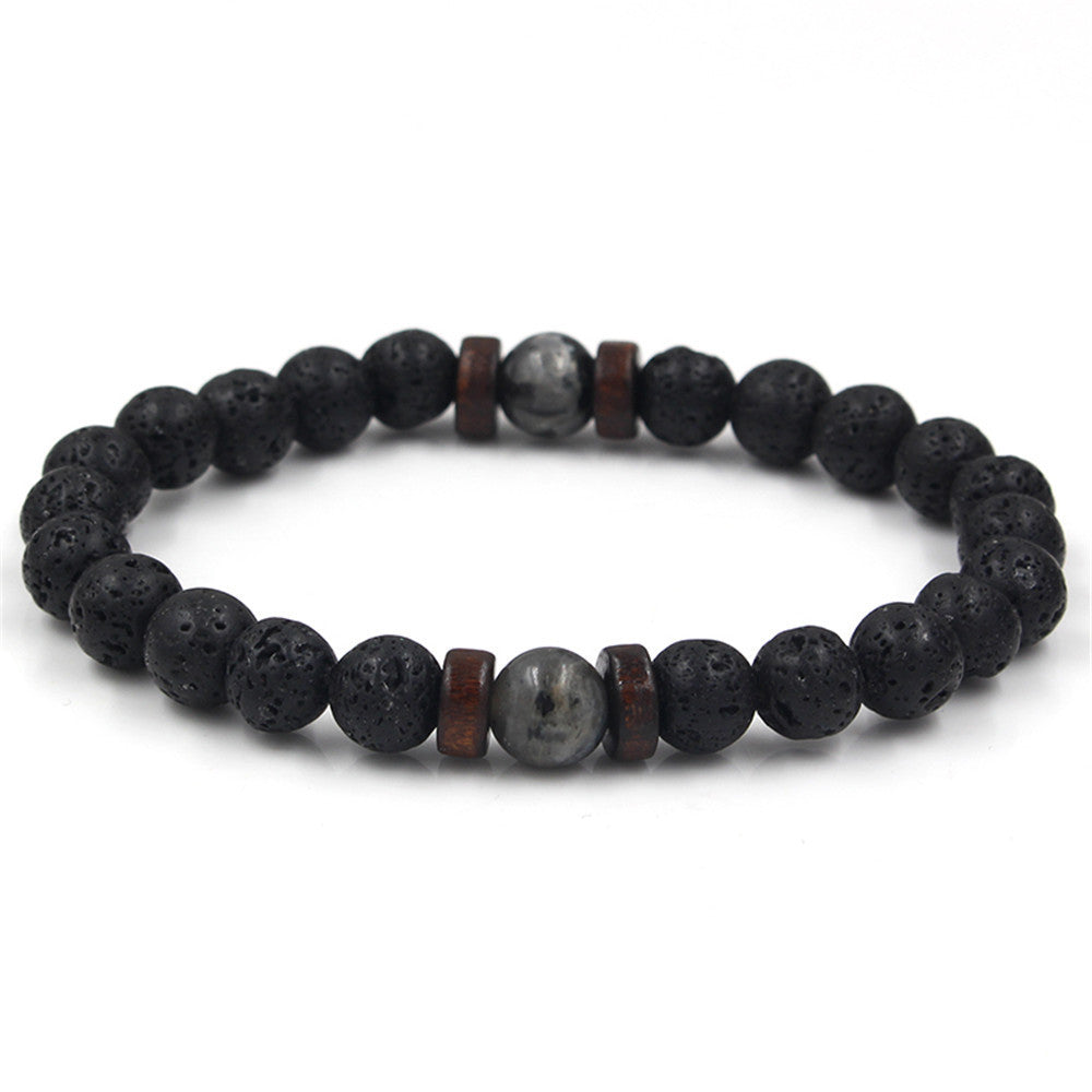 Personality Men's Black Volcanic Stone Bracelet