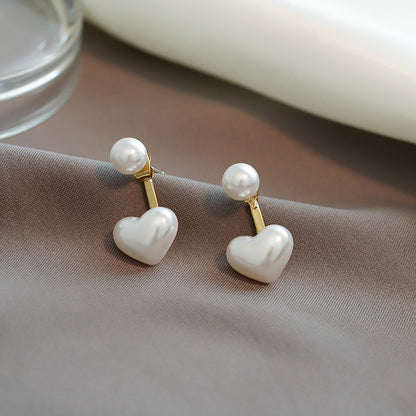 Simple Temperament Love Pearl Stud Earrings