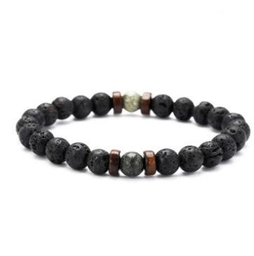 Personality Men's Black Volcanic Stone Bracelet